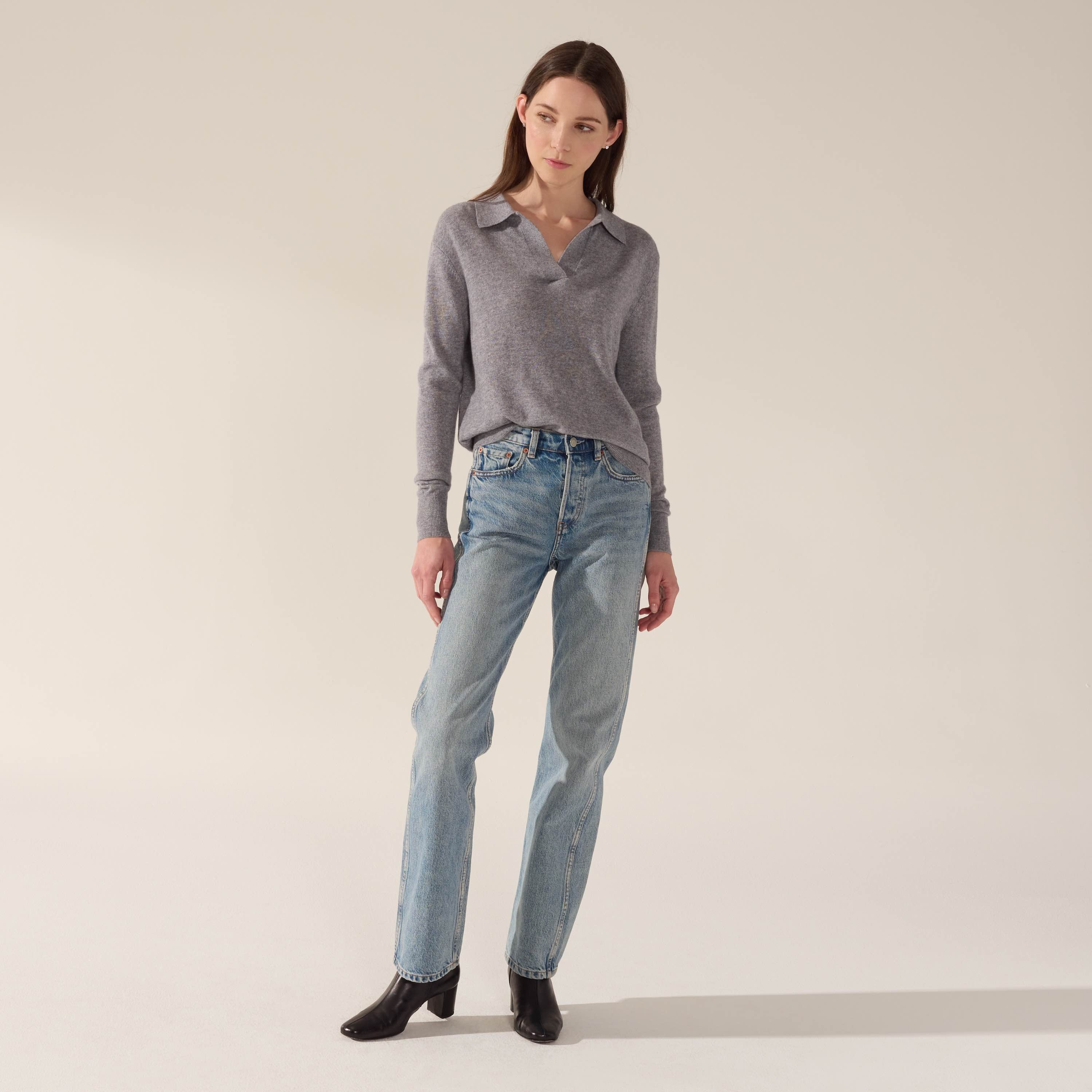 Camila Airy Cashmere Collared Sweater