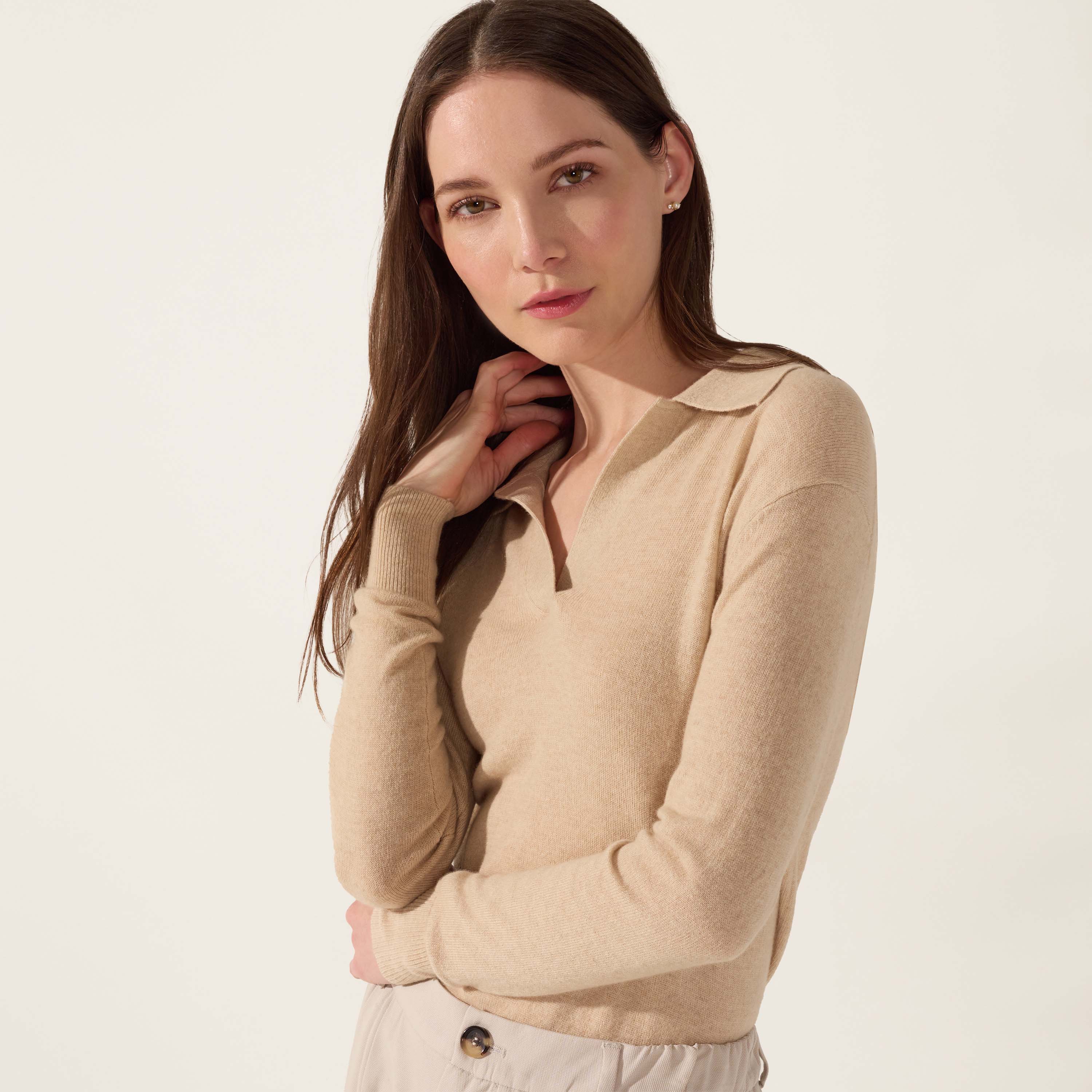 Camila Airy Cashmere Collared Sweater