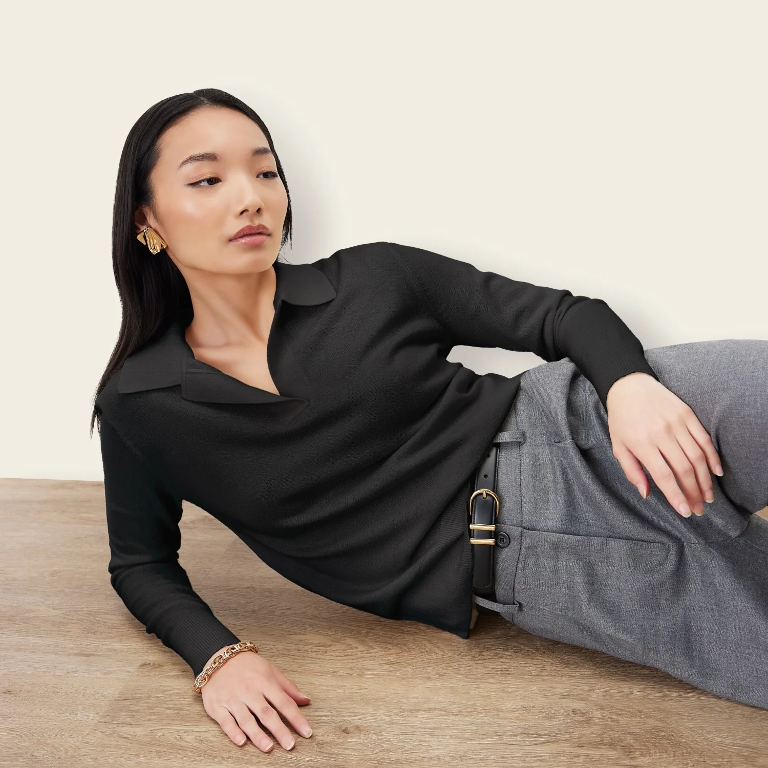 Camila Airy Cashmere Collared Sweater