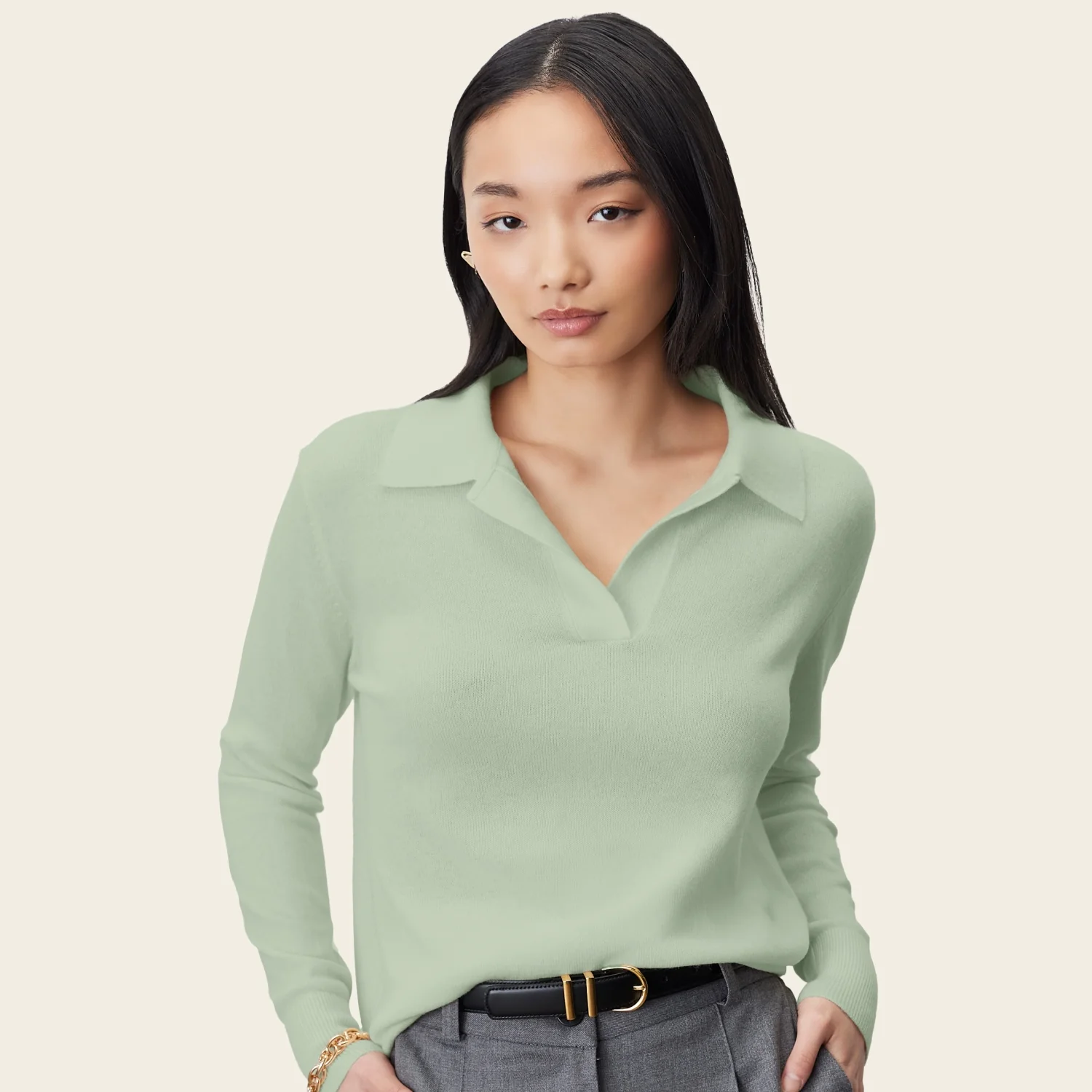 Camila Airy Cashmere Collared Sweater