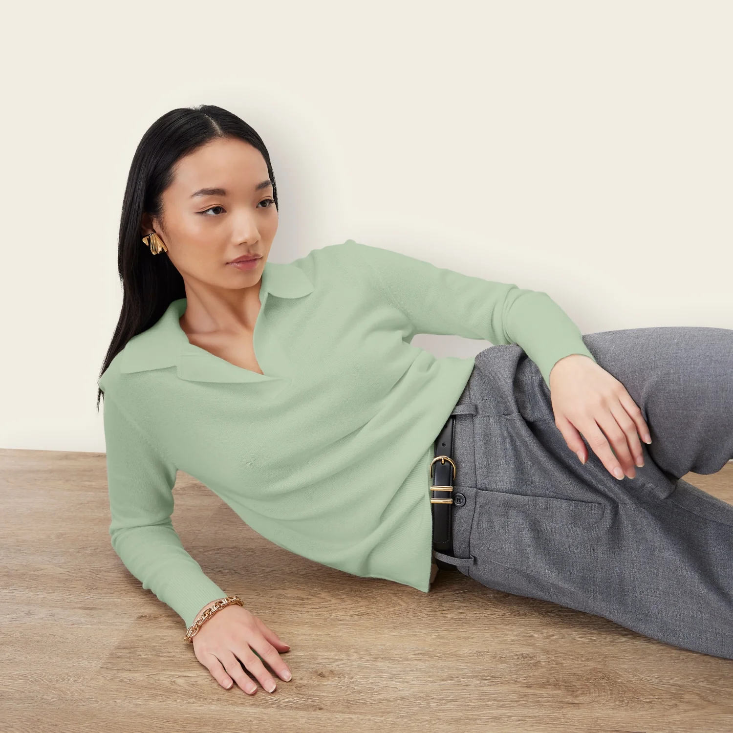 Camila Airy Cashmere Collared Sweater