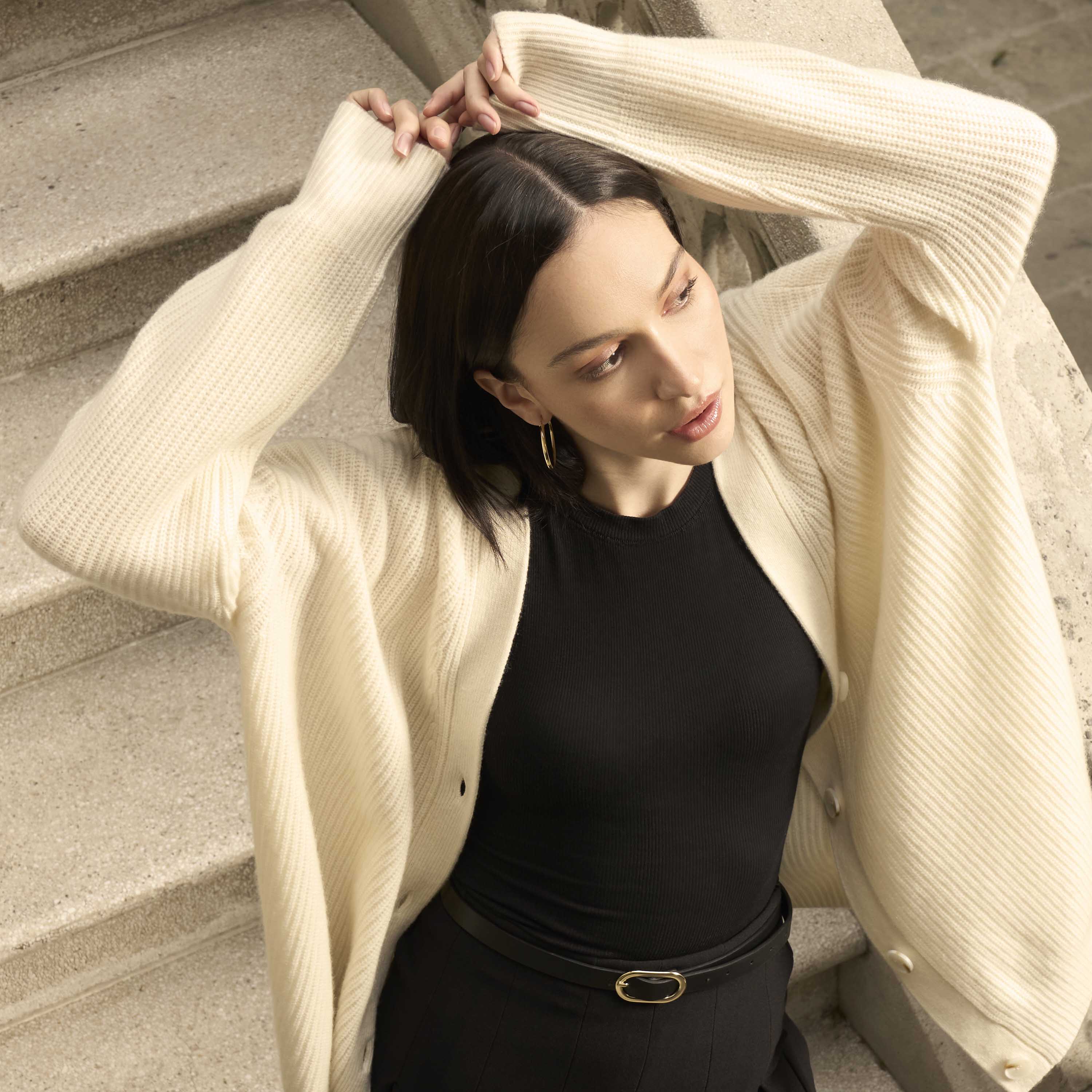 Billie Chunky Boyfriend Cashmere Cardigan