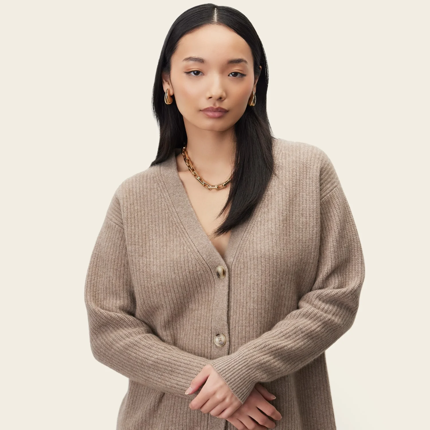 Billie Chunky Boyfriend Cashmere Cardigan