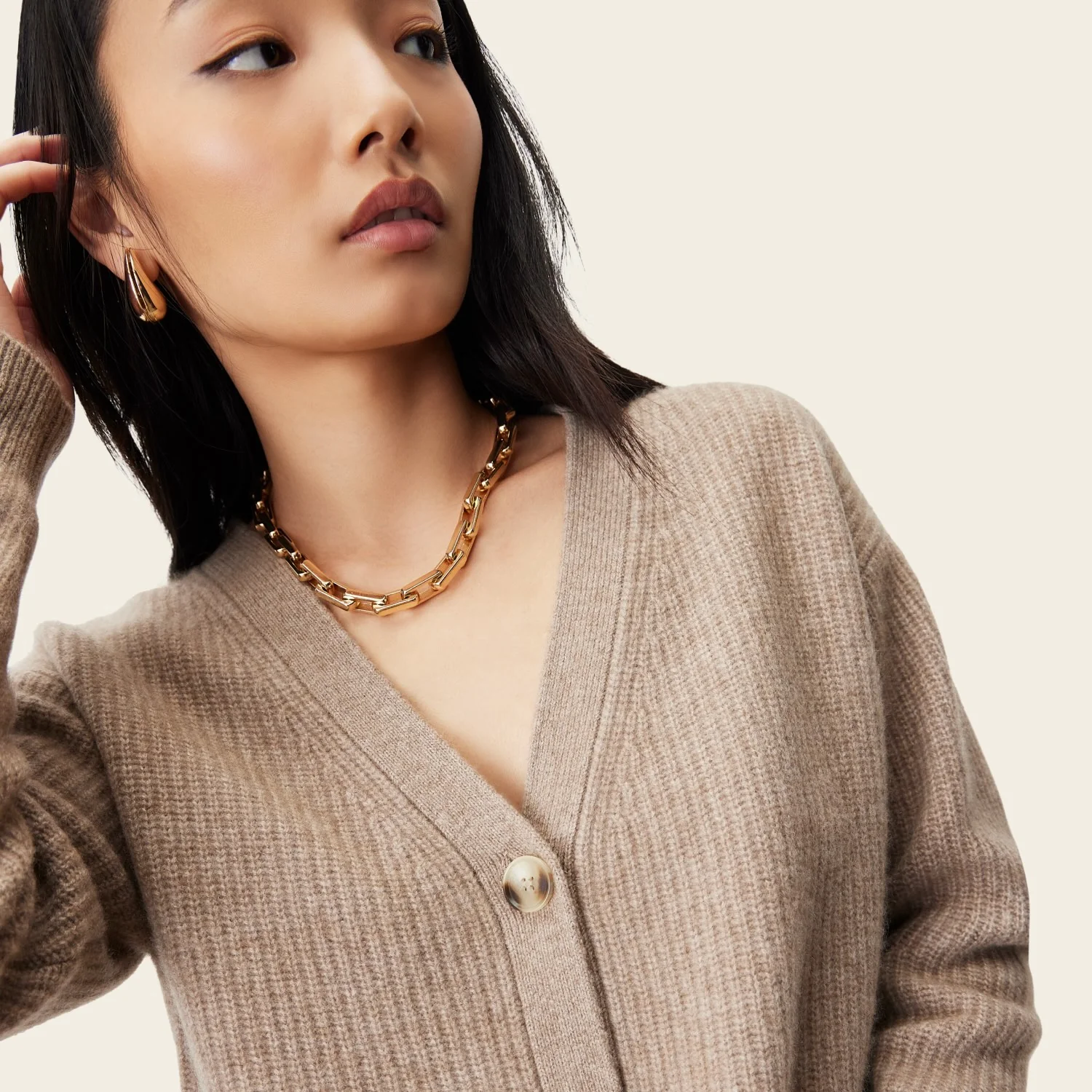Billie Chunky Boyfriend Cashmere Cardigan