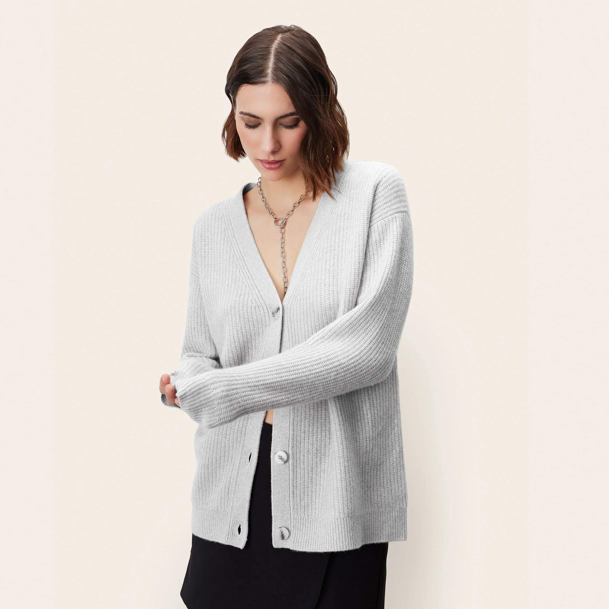 Billie Chunky Boyfriend Cashmere Cardigan