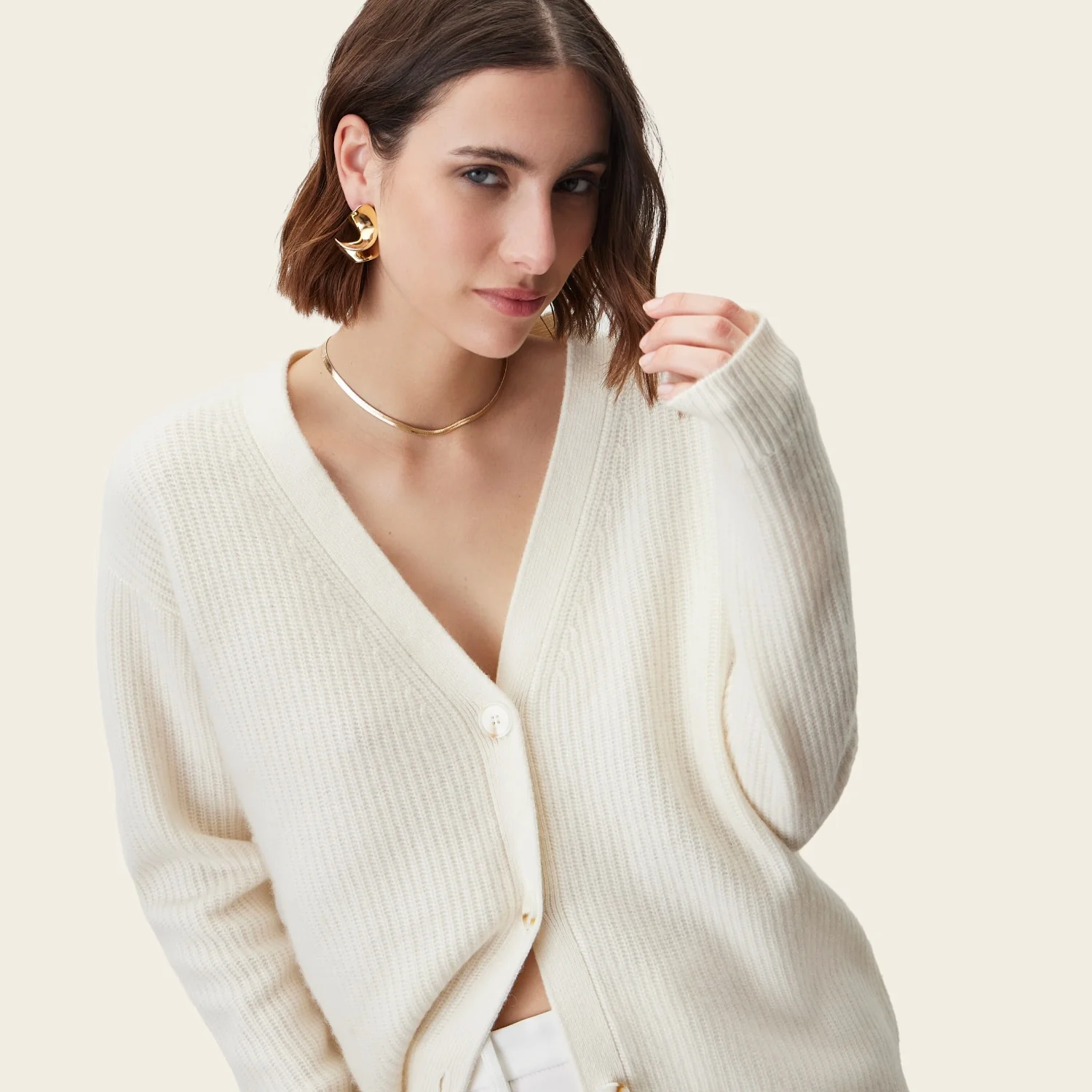 Billie Chunky Boyfriend Cashmere Cardigan