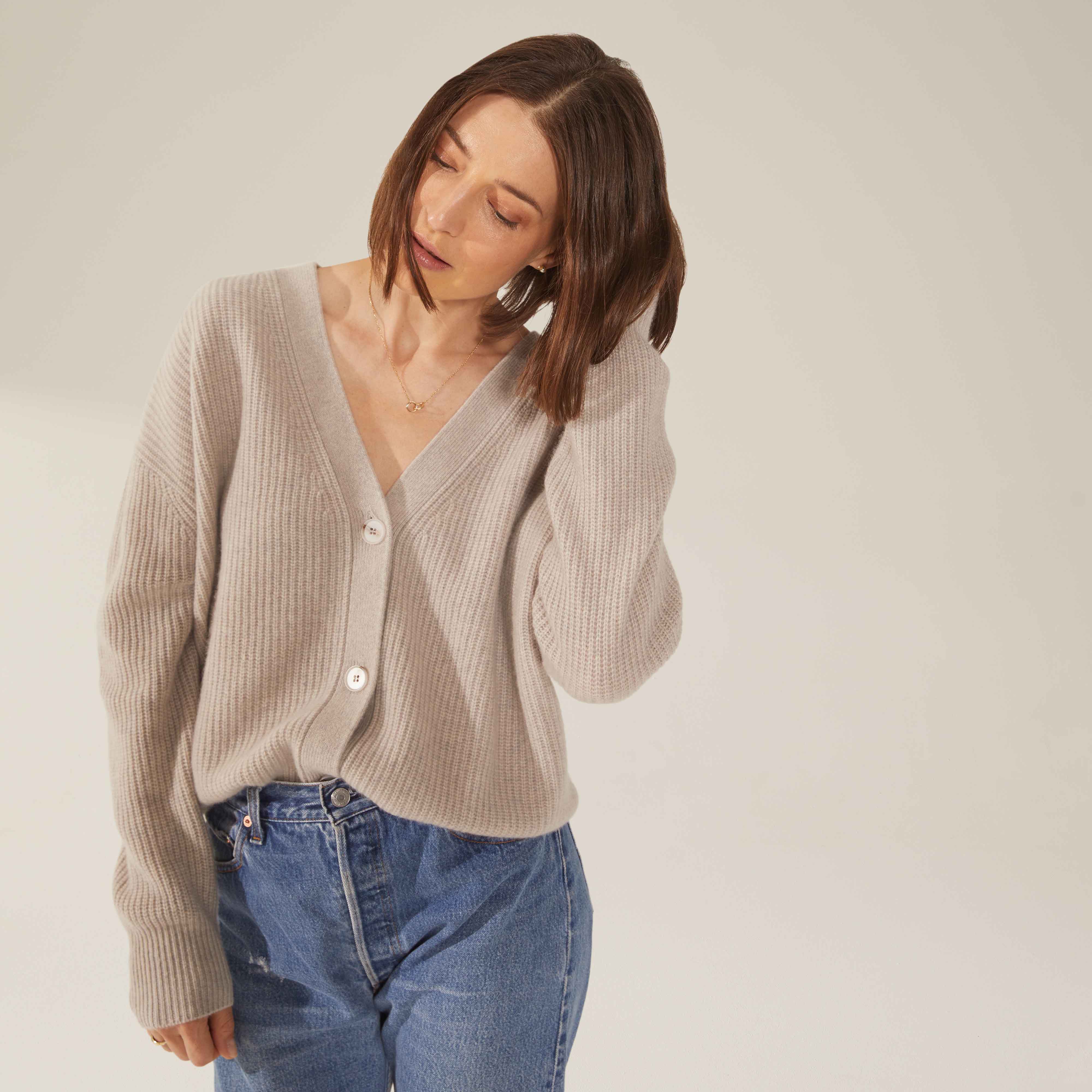 Billie Chunky Boyfriend Cashmere Cardigan