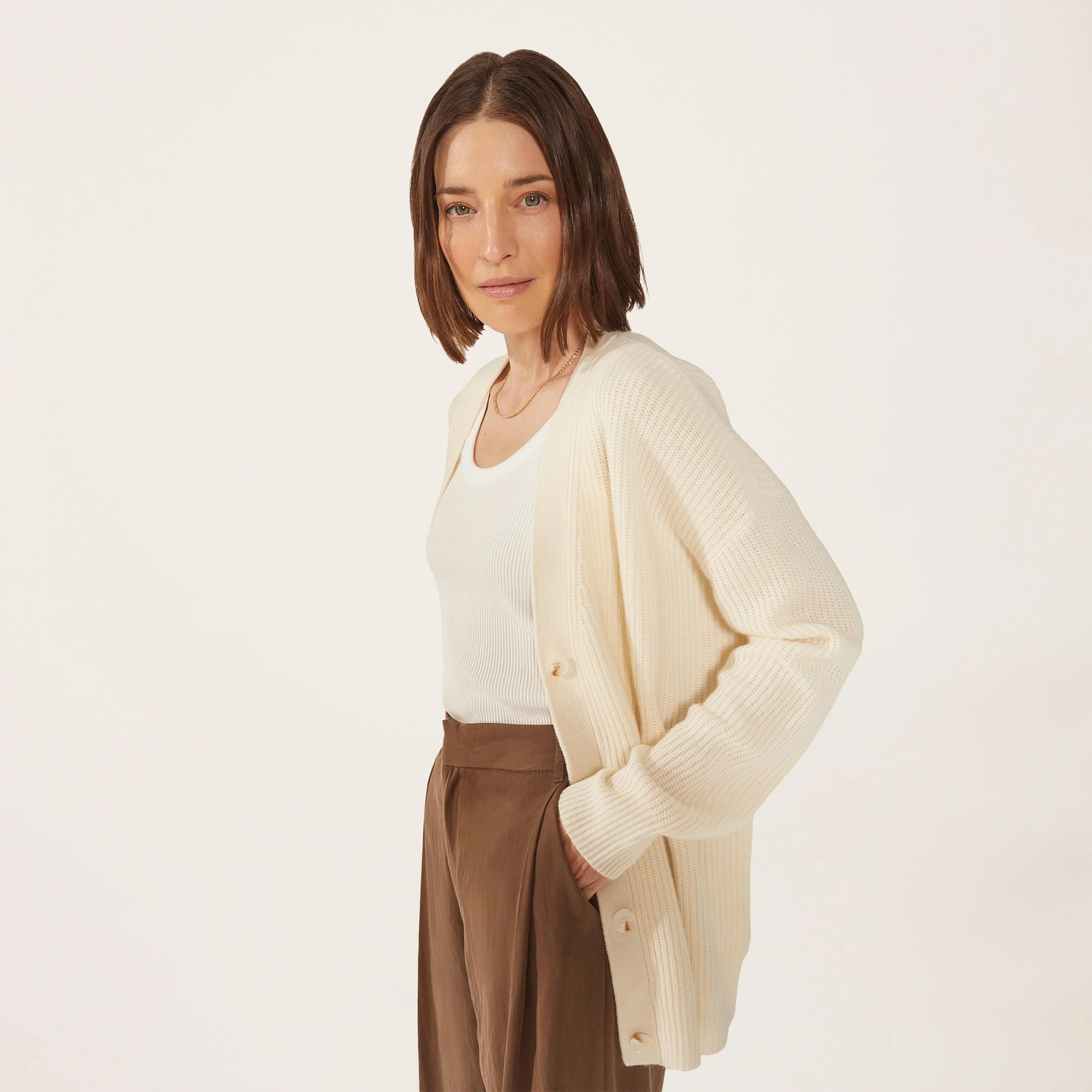 Billie Chunky Boyfriend Cashmere Cardigan