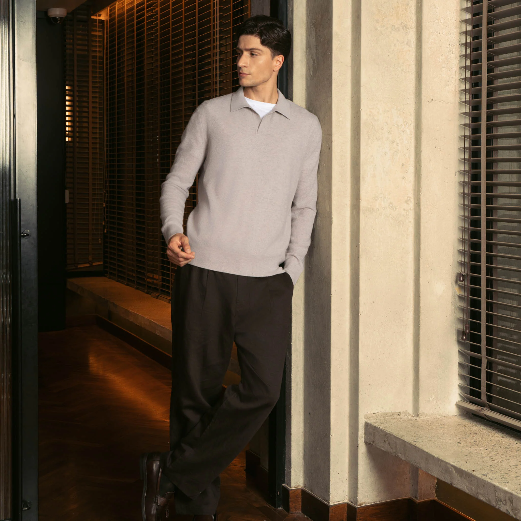 1334-olivier-textured-cashmere-long-sleeve-polo-7.webp Olivier Textured Cashmere Long Sleeve Polo
