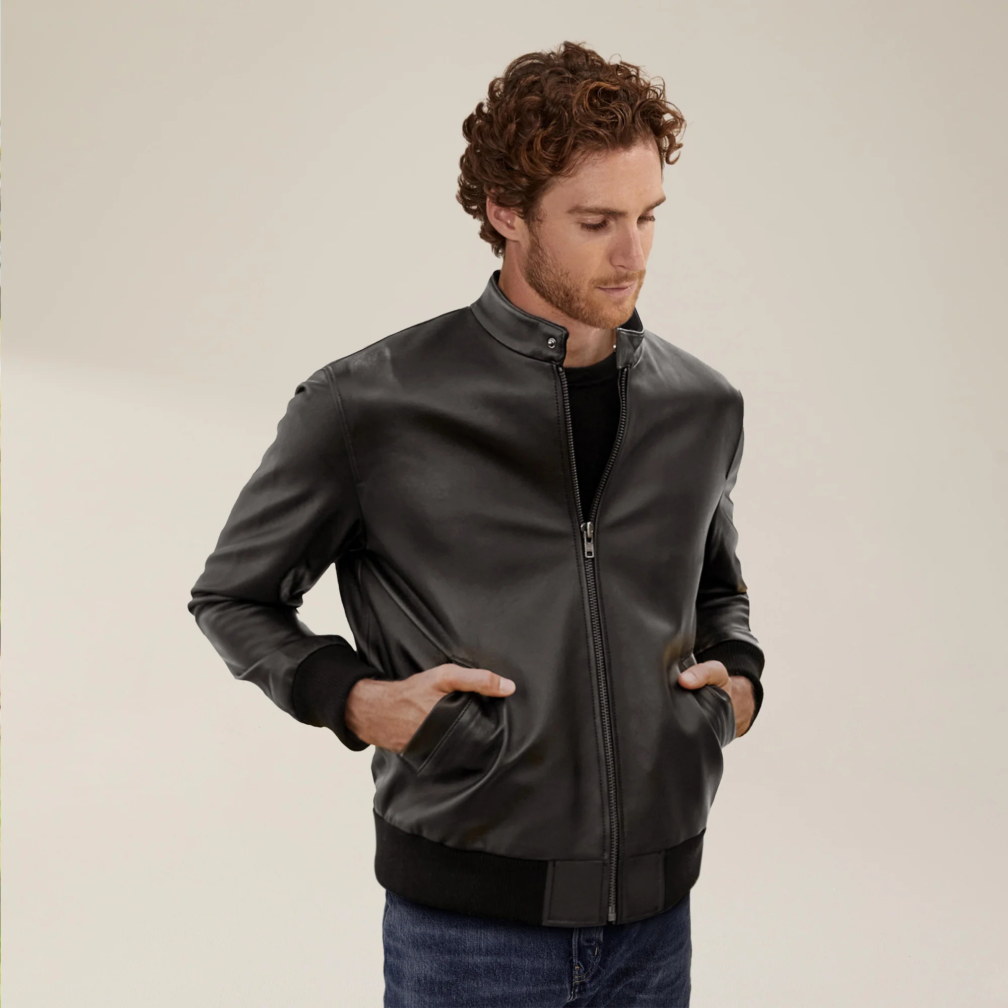 Chase Lambskin Leather Bomber Jacket