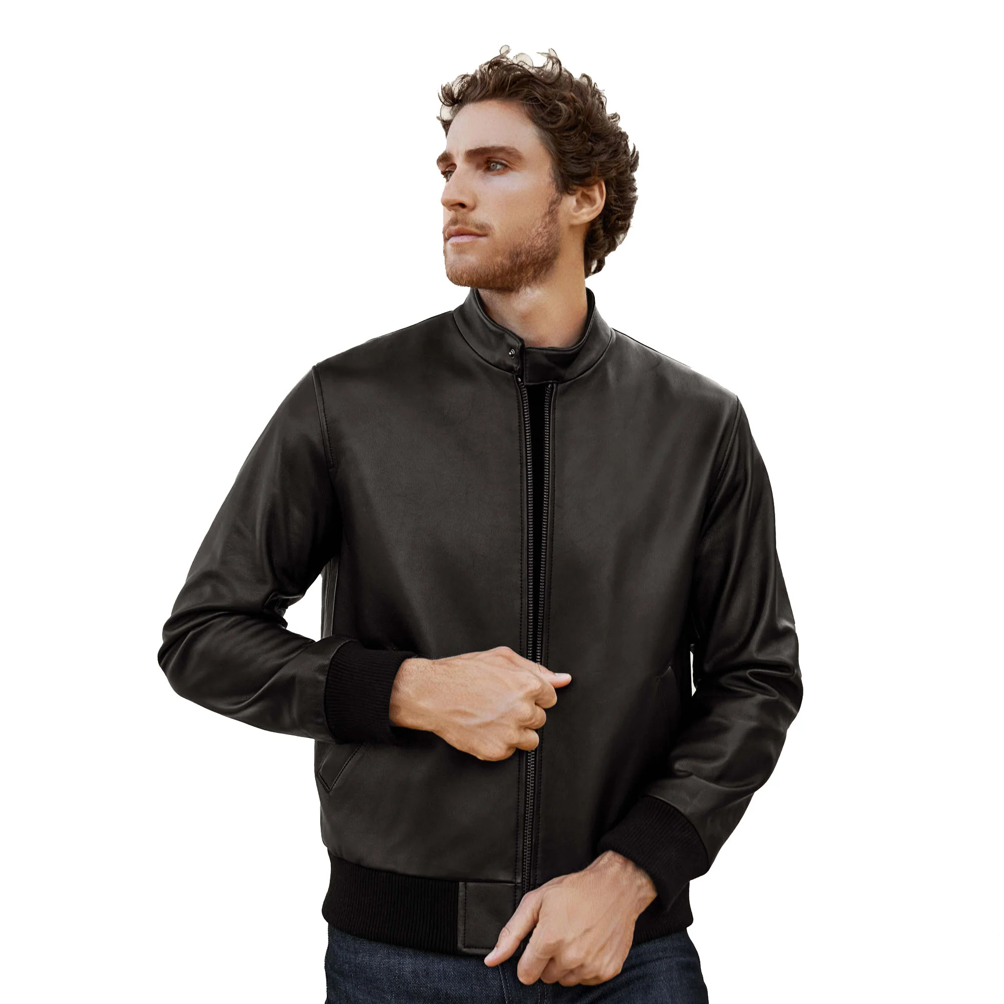 Chase Lambskin Leather Bomber Jacket