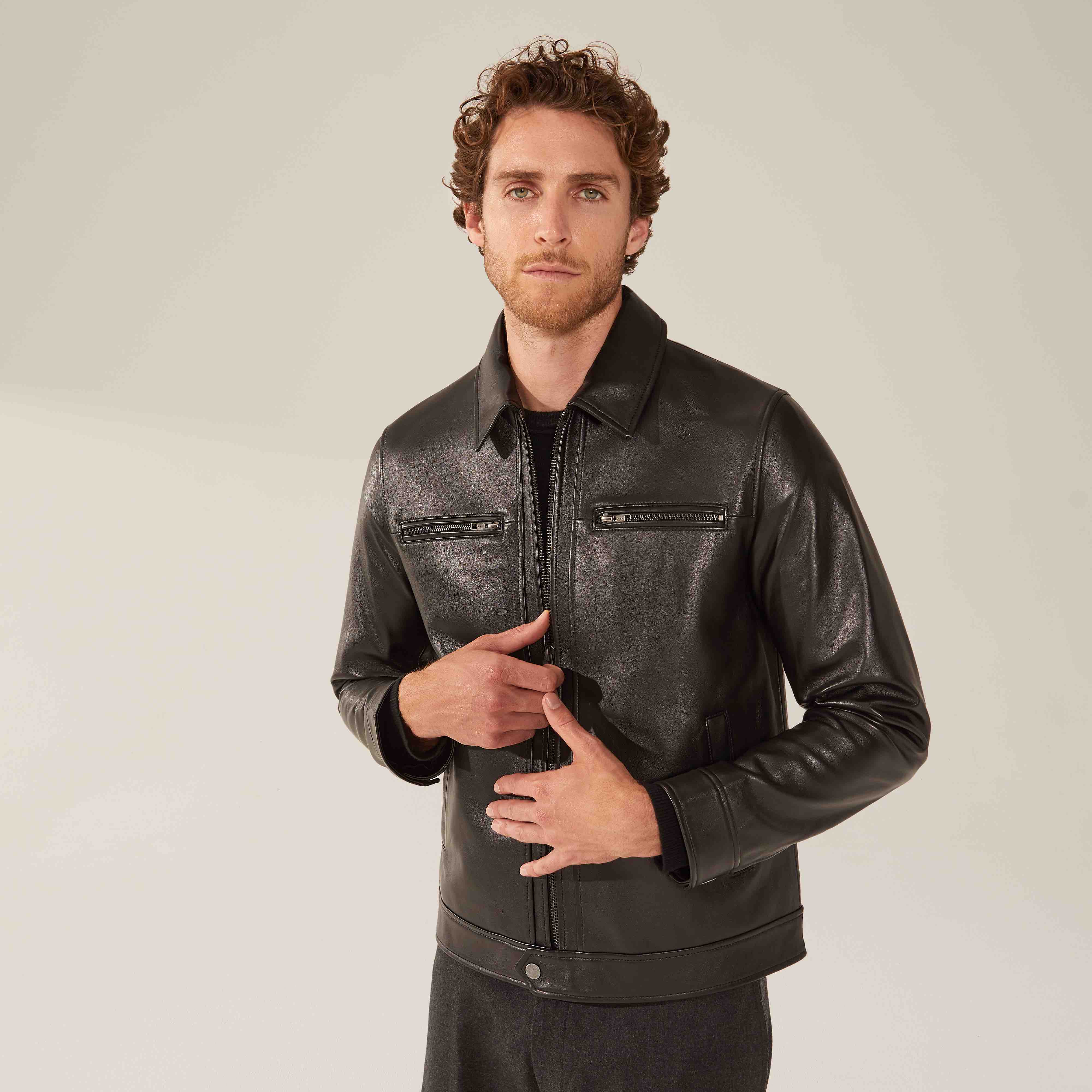1394-santino-collared-zip-lambskin-leather-jacket-1.jpg Santino Collared Zip Lambskin Leather Jacket