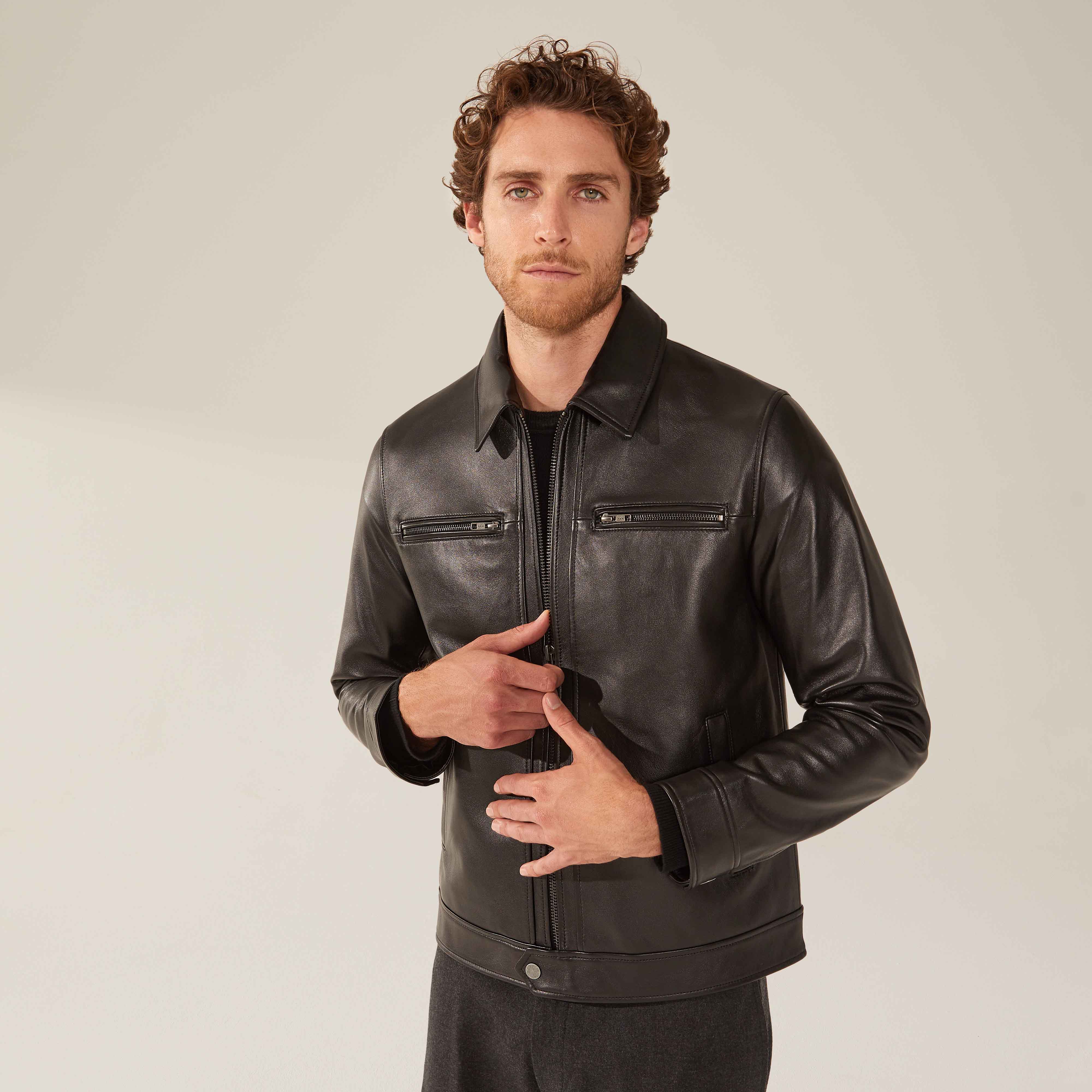 1394-santino-collared-zip-lambskin-leather-jacket-5.jpg Santino Collared Zip Lambskin Leather Jacket