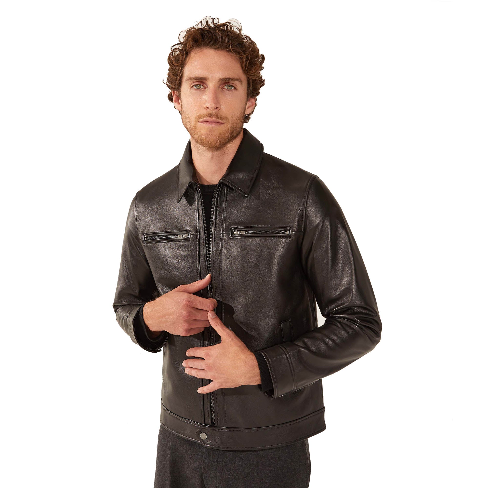 1394-santino-collared-zip-lambskin-leather-jacket-9.jpg Santino Collared Zip Lambskin Leather Jacket