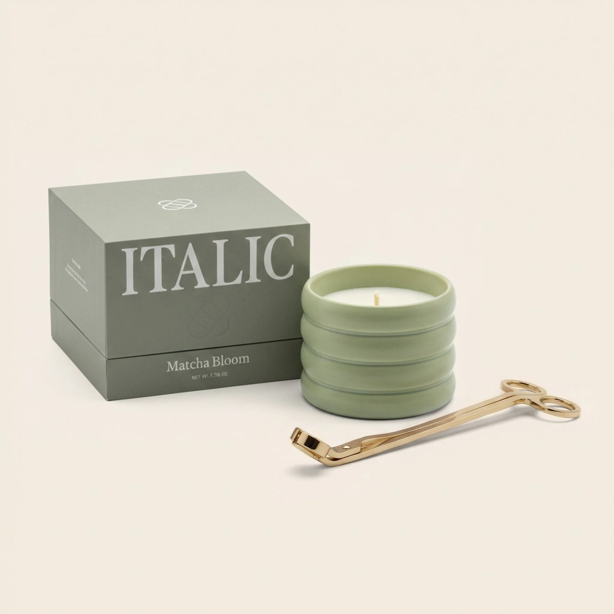 Soy Wax Ceramic Candle & Wick Trimmer Set