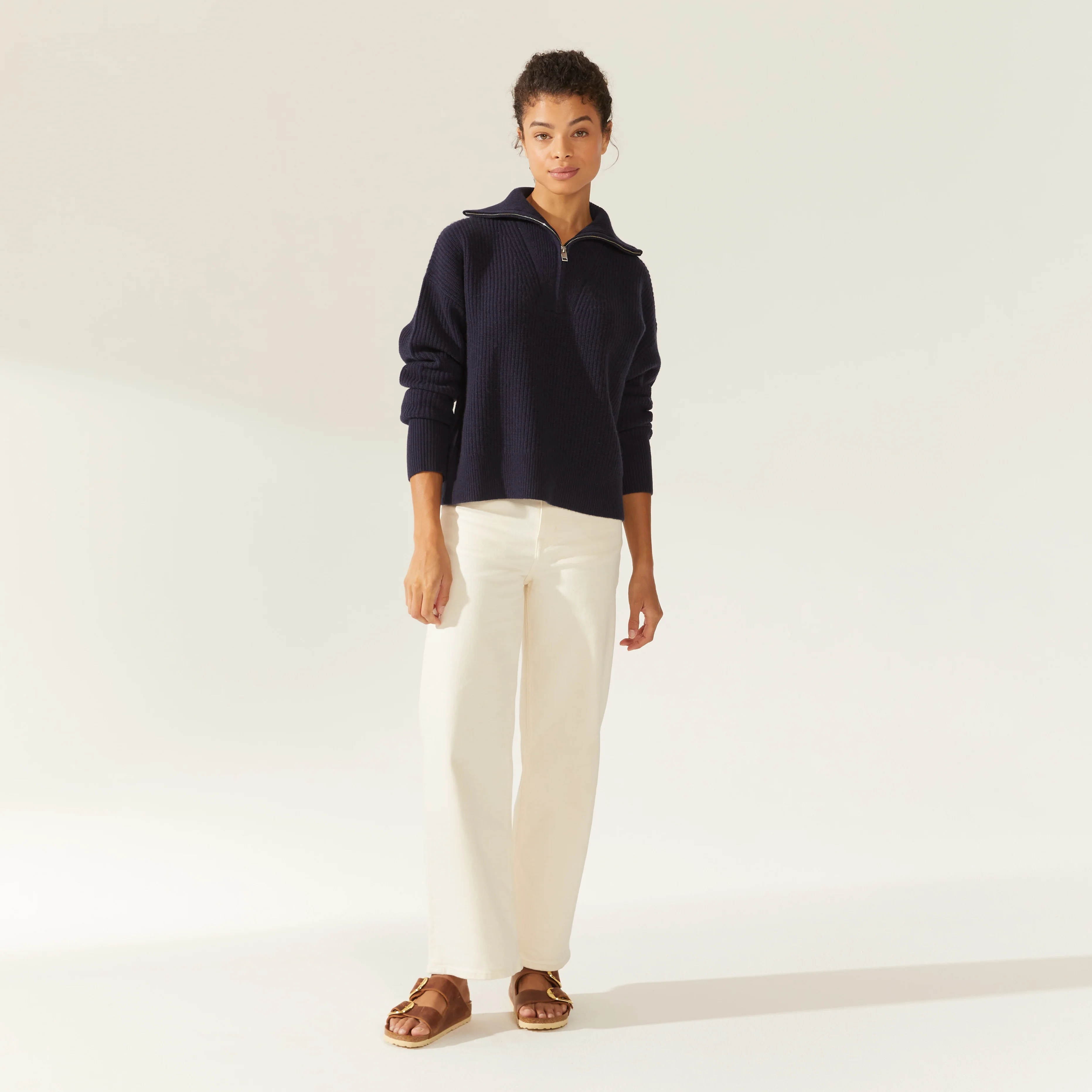 Sophia Chunky Cashmere Quarter Zip Pullover