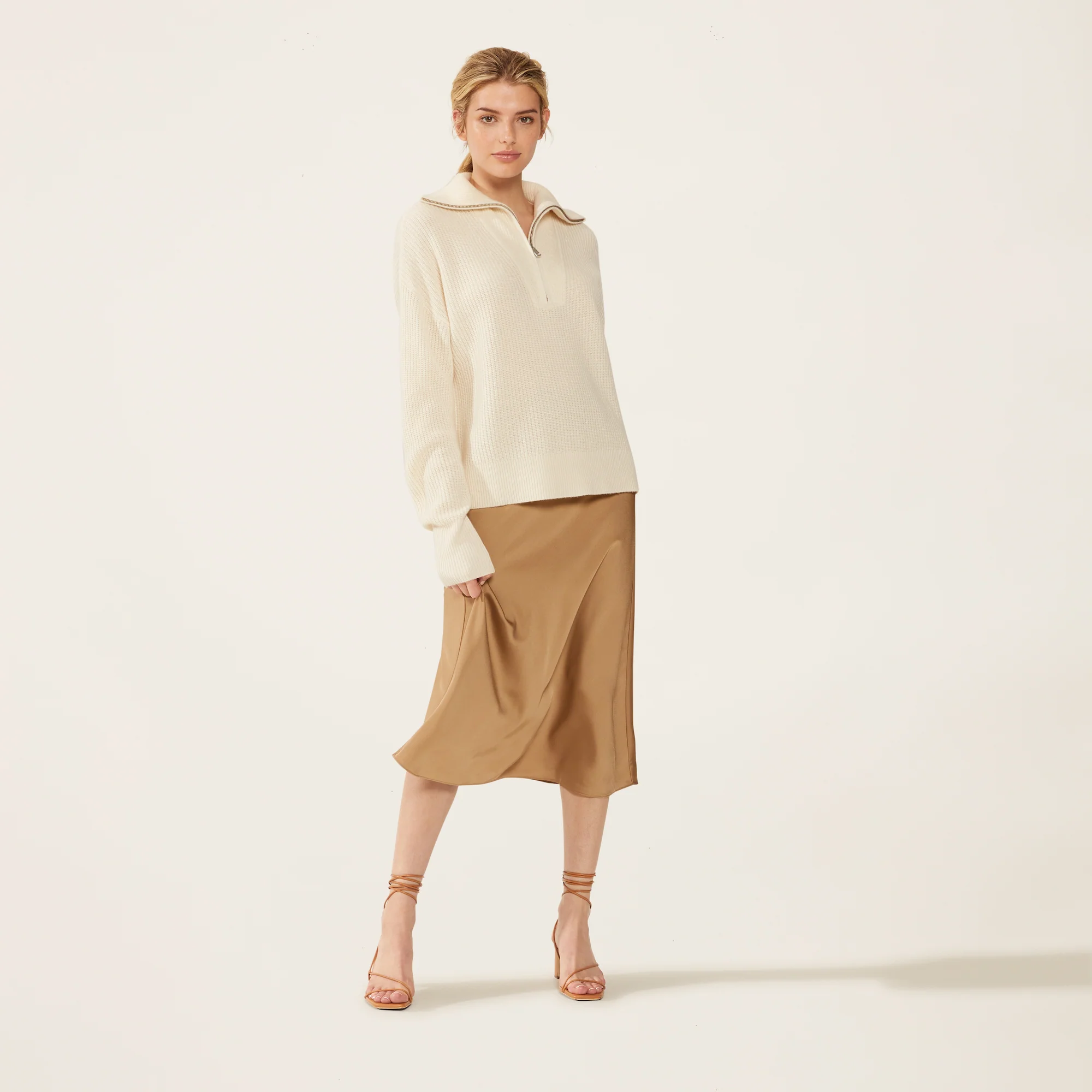 Sophia Chunky Cashmere Quarter Zip Pullover