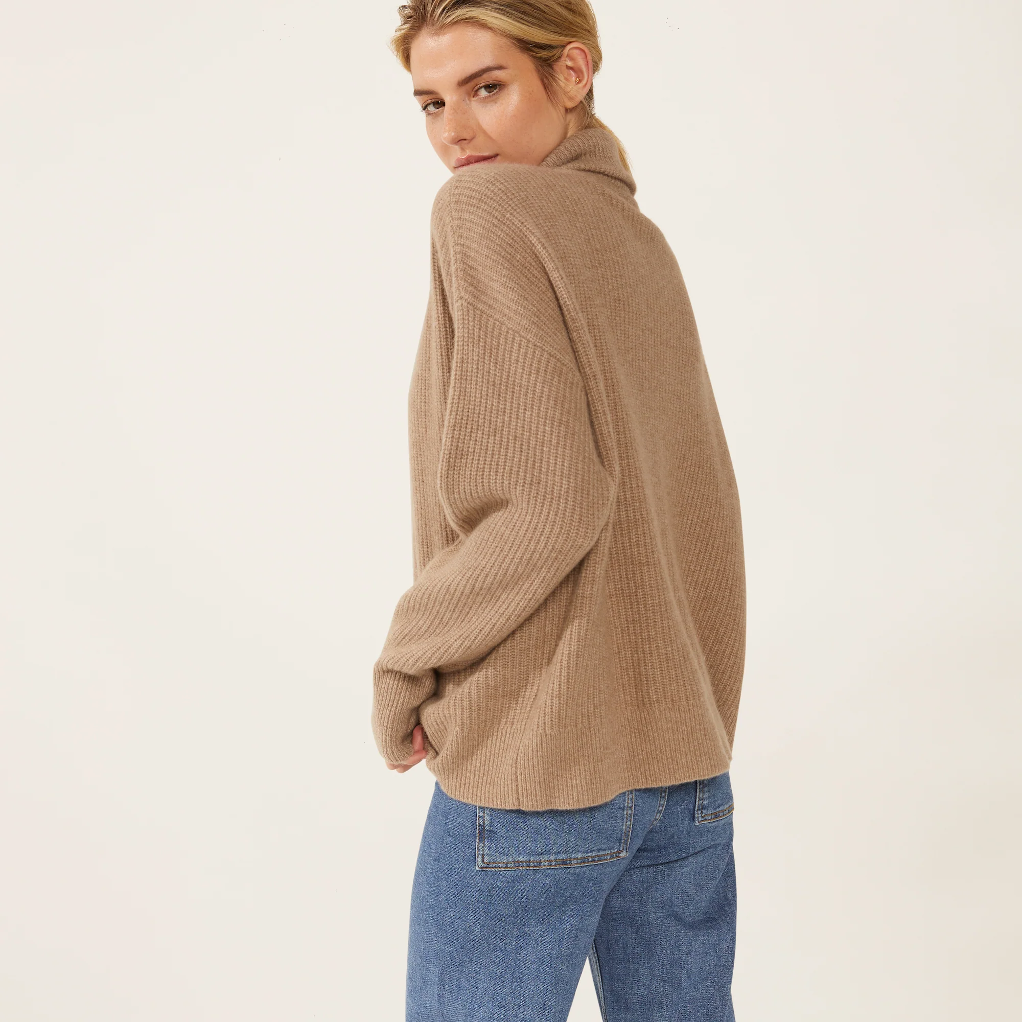 Sophia Chunky Cashmere Quarter Zip Pullover