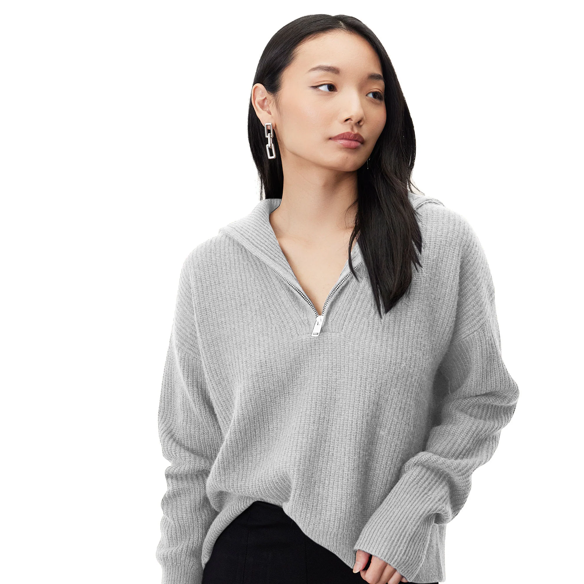 Sophia Chunky Cashmere Quarter Zip Pullover