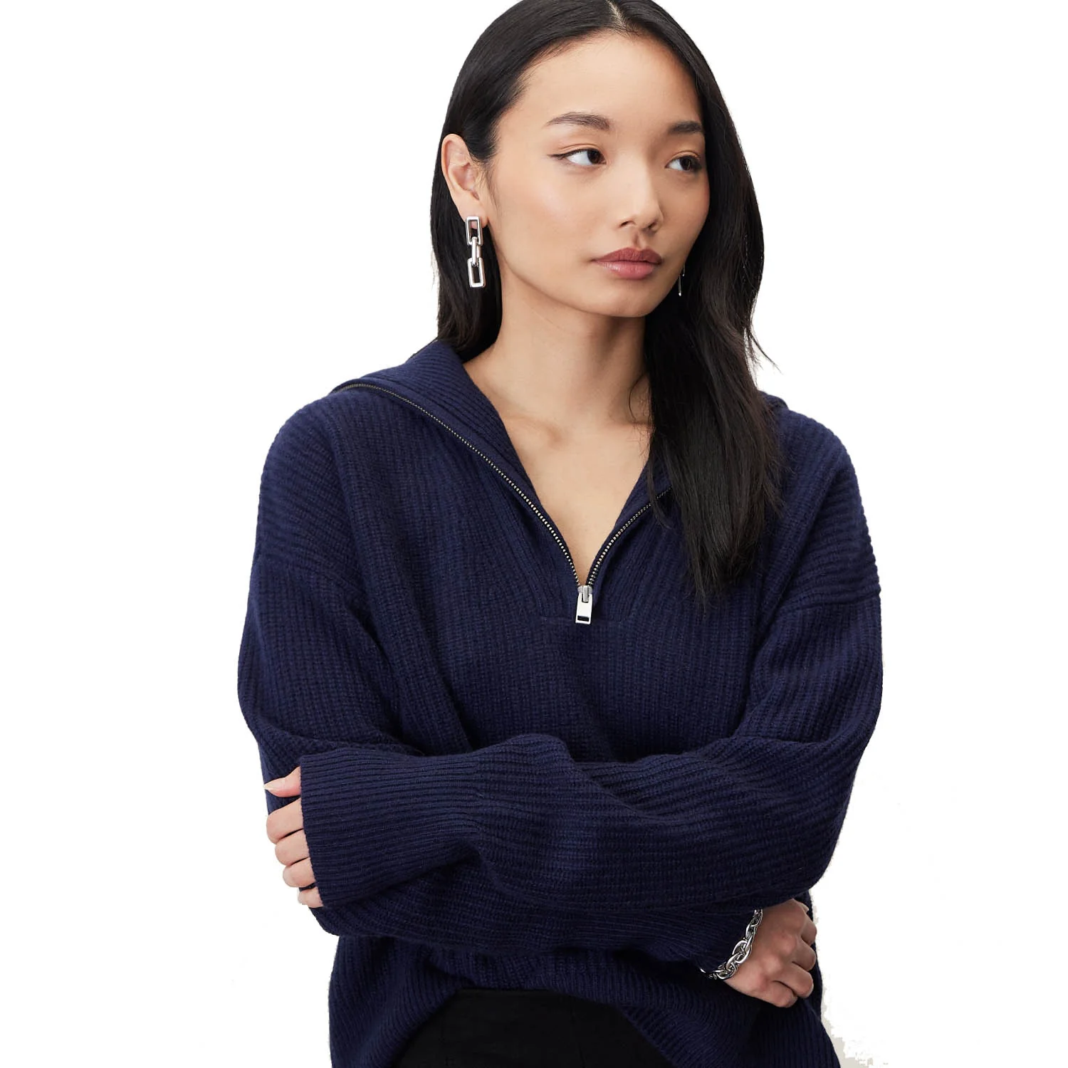 Sophia Chunky Cashmere Quarter Zip Pullover