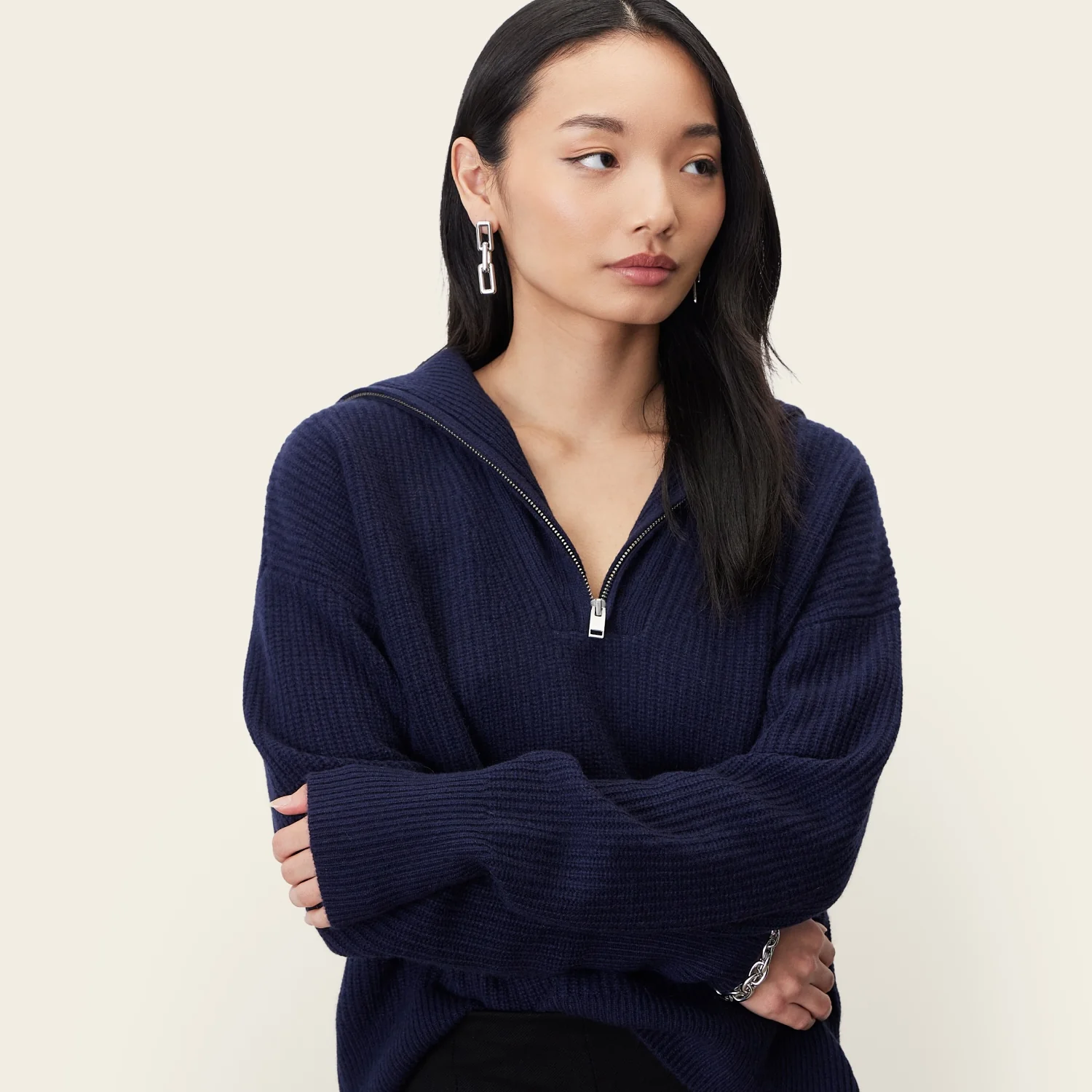 Sophia Chunky Cashmere Quarter Zip Pullover