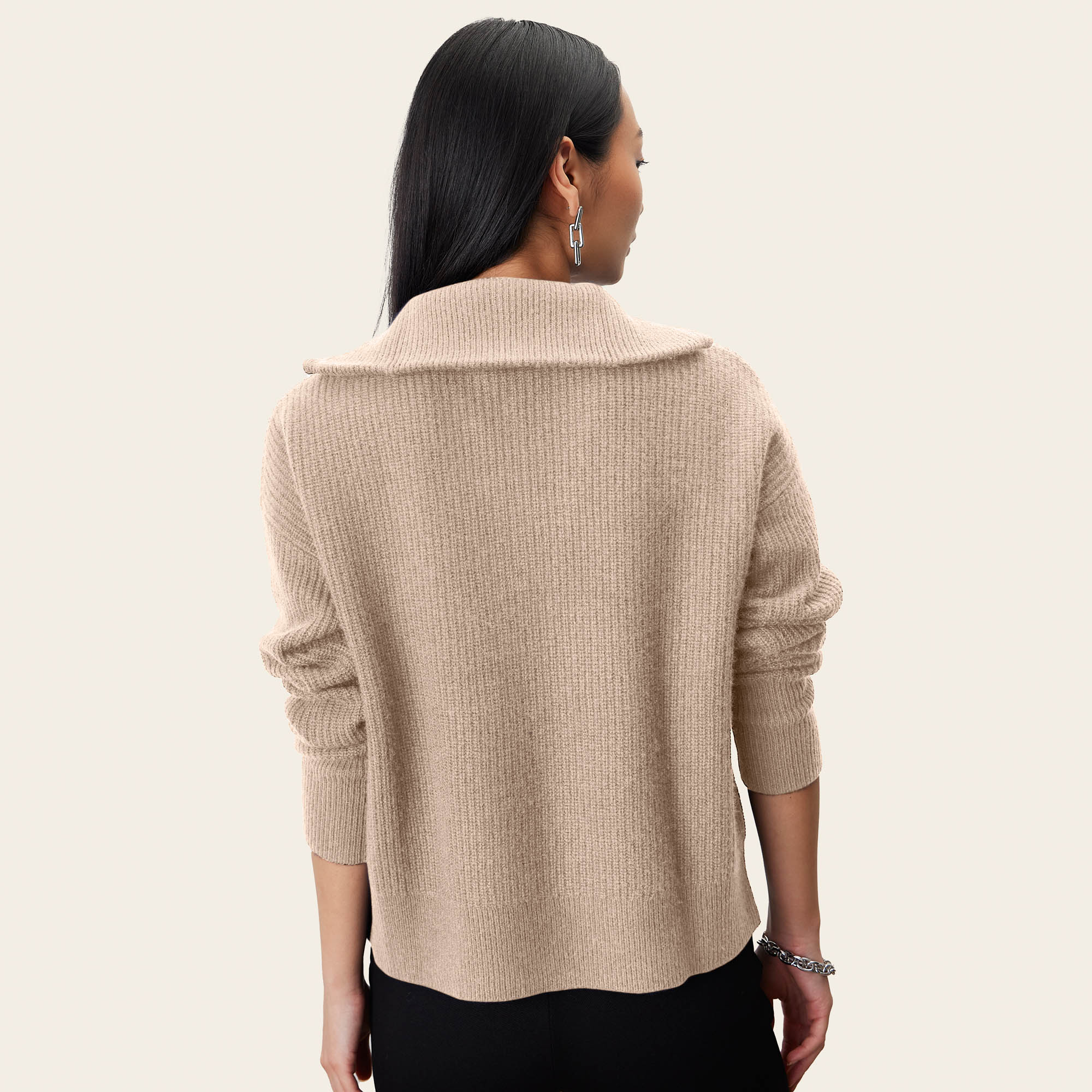 Sophia Chunky Cashmere Quarter Zip Pullover