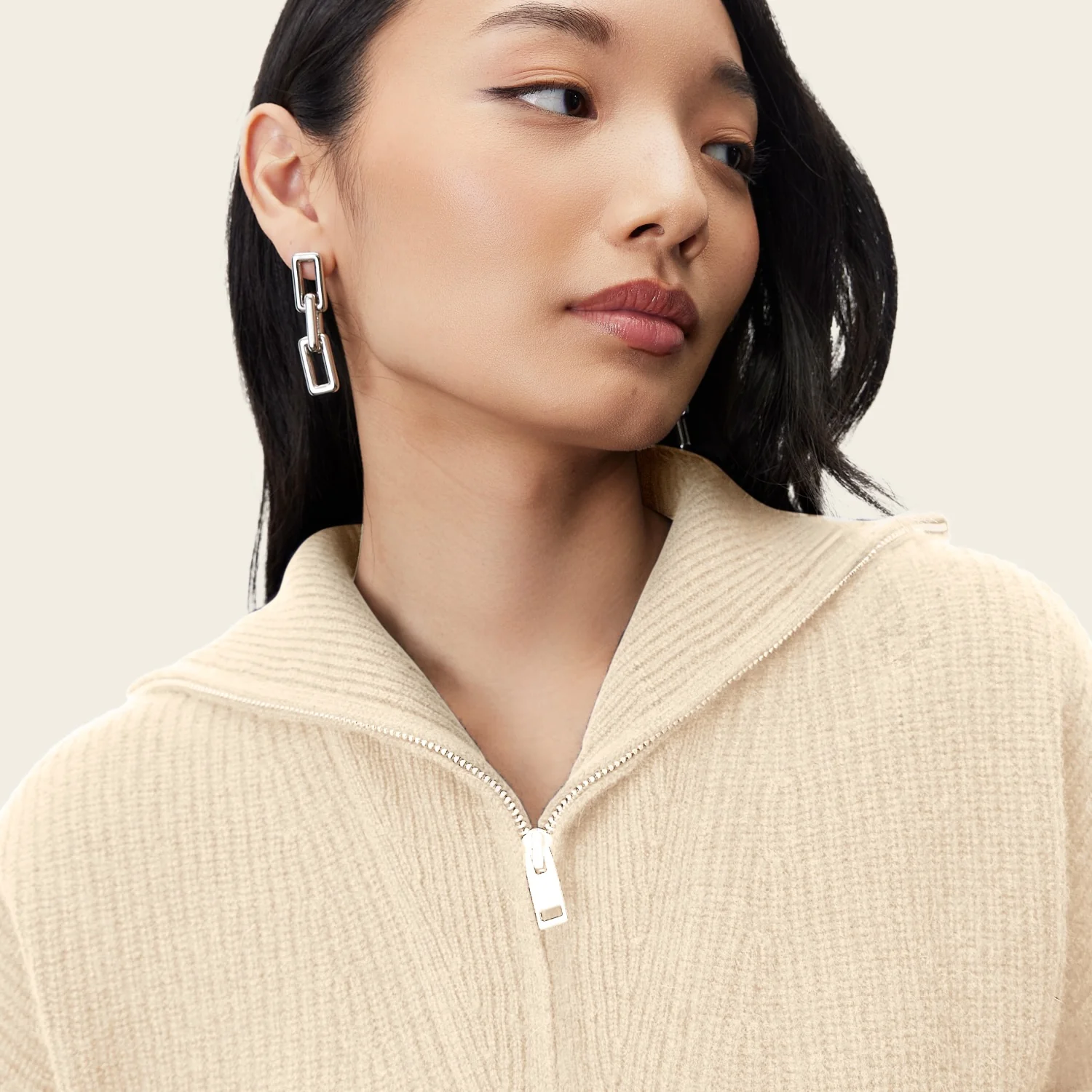 Sophia Chunky Cashmere Quarter Zip Pullover