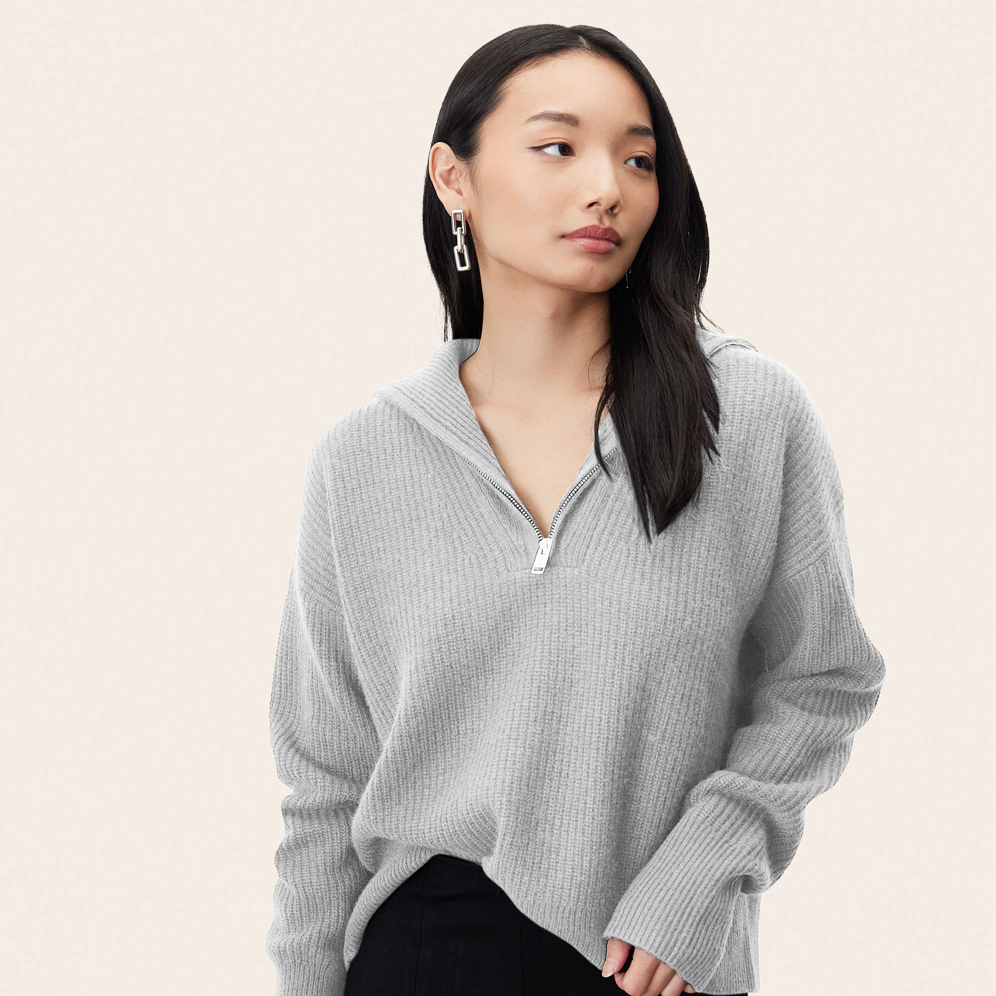 Sophia Chunky Cashmere Quarter Zip Pullover