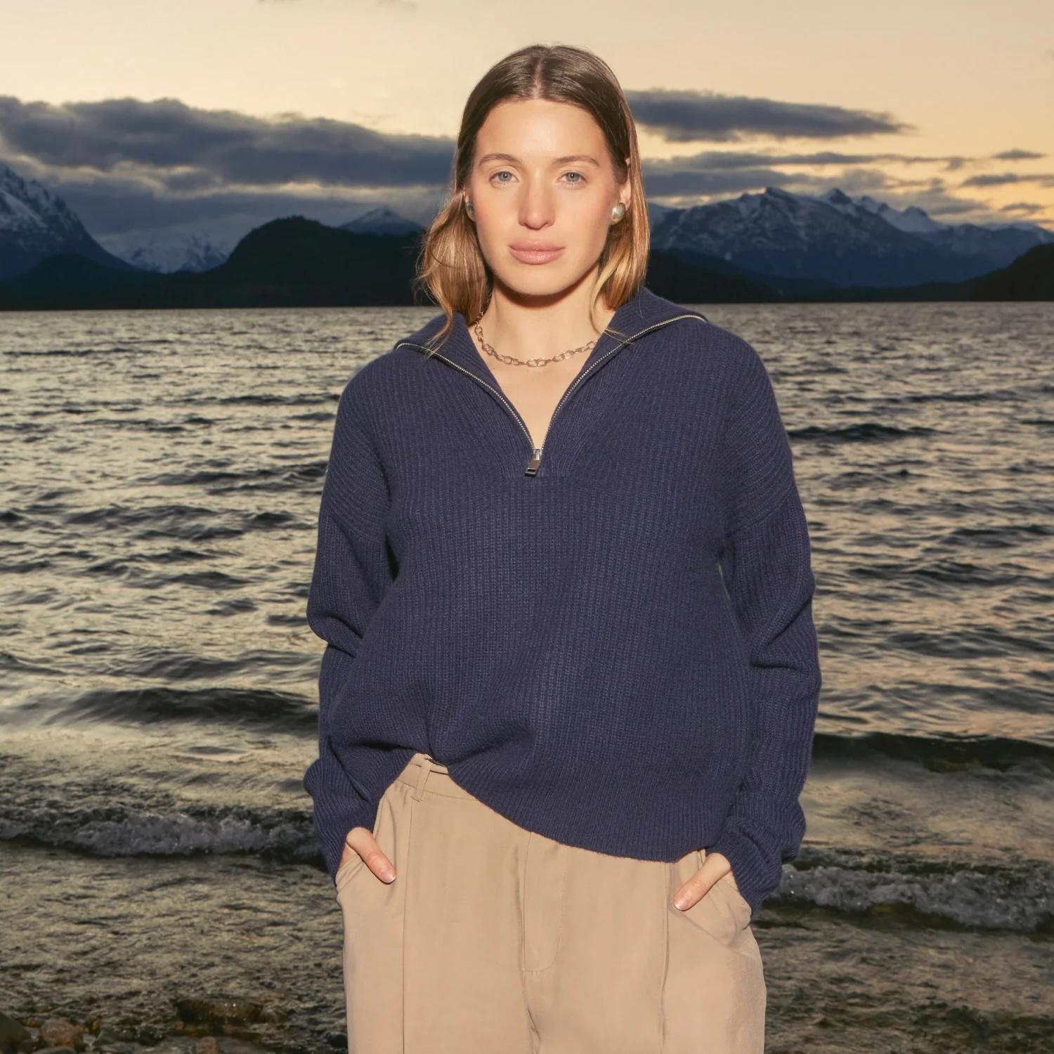Sophia Chunky Cashmere Quarter Zip Pullover