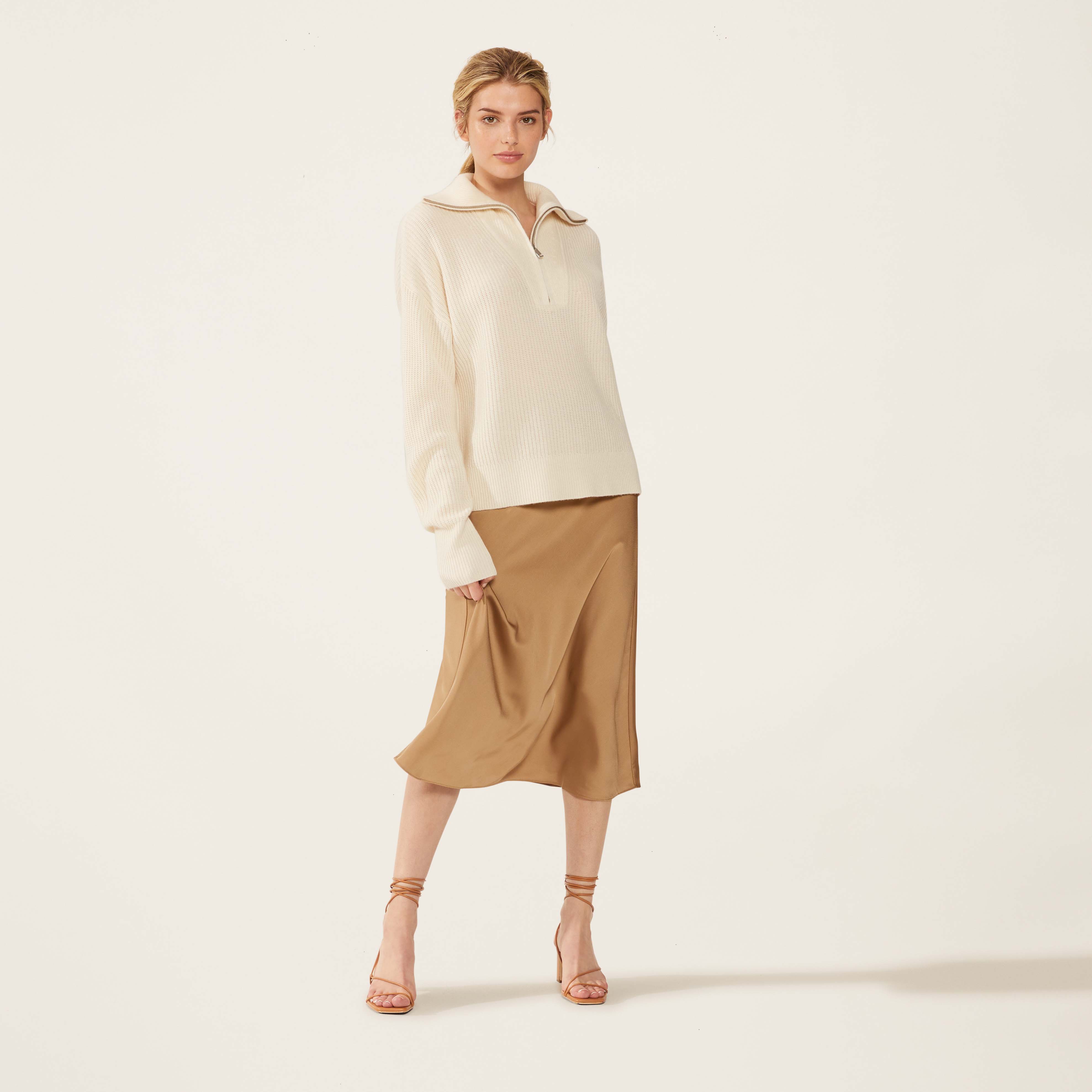 Sophia Chunky Cashmere Quarter Zip Pullover